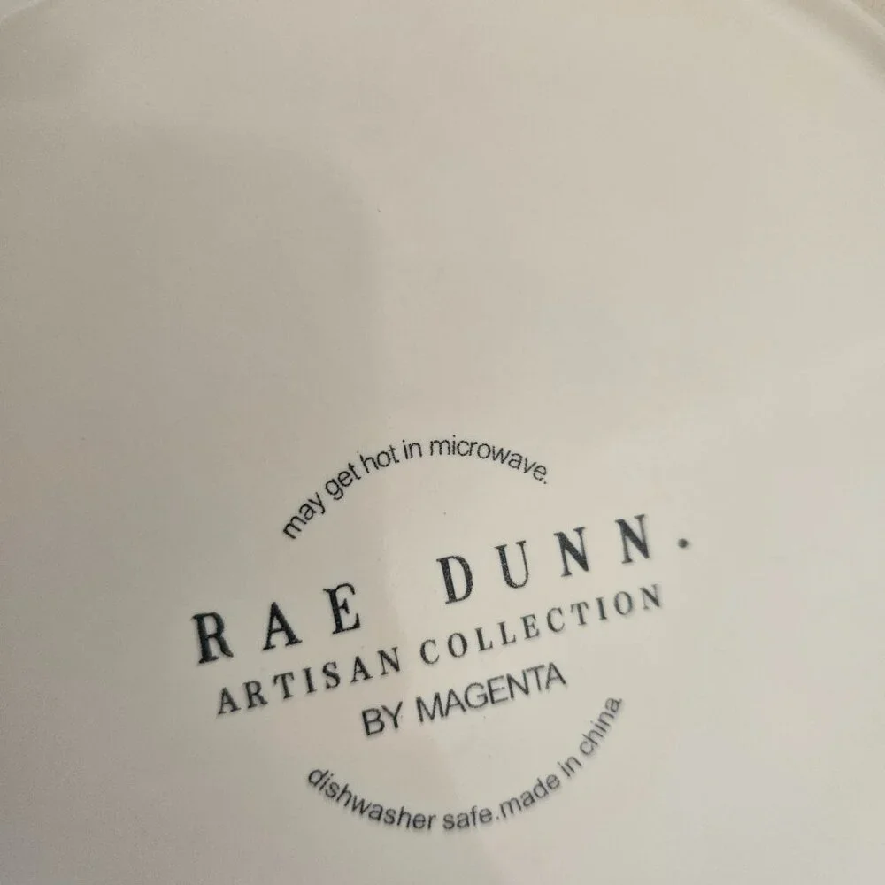 Rae Dunn ceramic dog dish graphics happy dog
